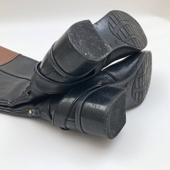 EUC Bandolino Carlotta Boots Women Size 5-1/2M Black Brown Leather Knee High - Picture 6 of 10